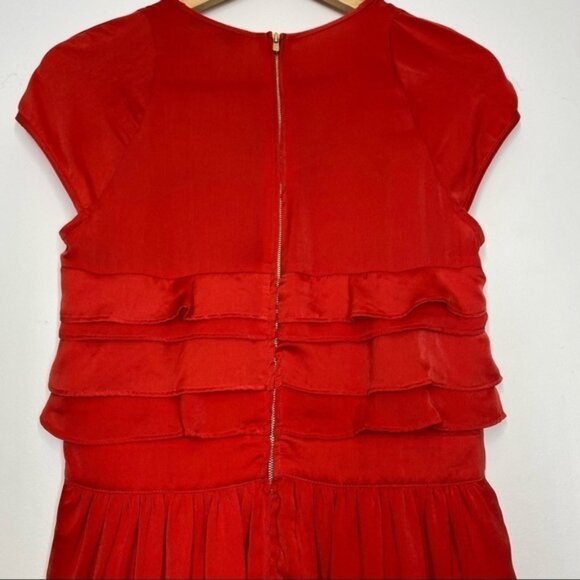 Sandro Paris Red Ruffle Mini Dress Women Size Small - Picture 4 of 10